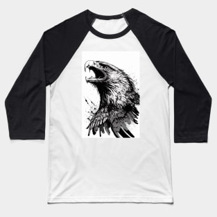 black outline of soaring hawk with open mouth Baseball T-Shirt